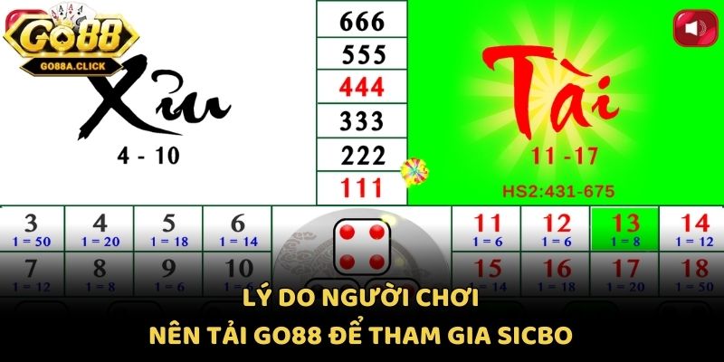 Lý do người chơi nên tải Go88 để tham gia Sicbo